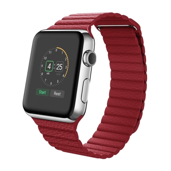 Apple Watch 42/44mm Läderloop Armband Röd
