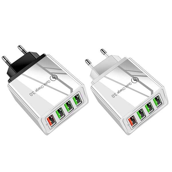 Strömadapter med 4 st USB-A Portar 3A QC 3.0