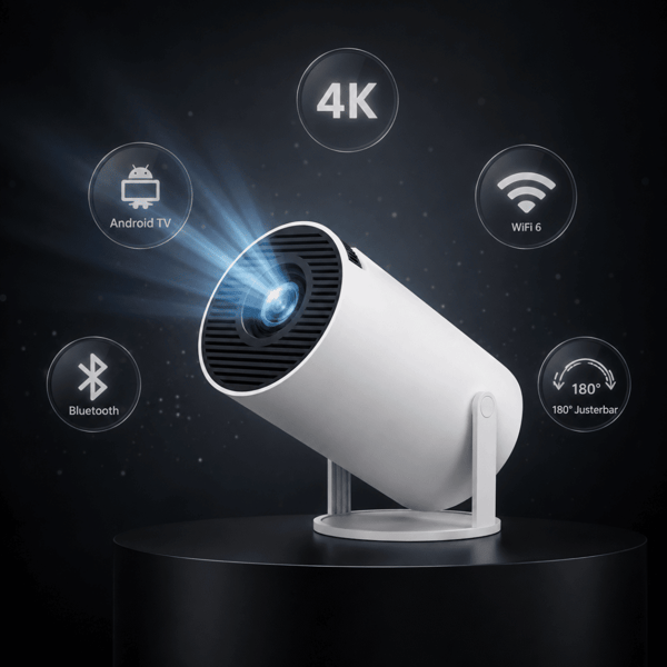 Mini Projektor 4K med Android TV, WiFi 6 & Bluetooth – HY300 Pro
