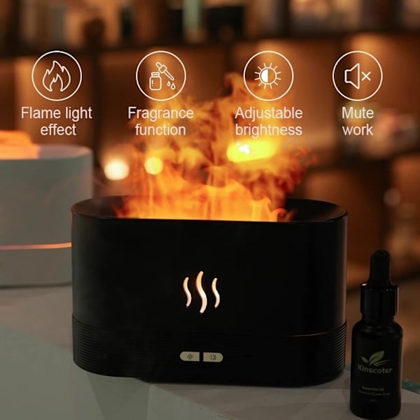 Flammande Aroma Diffuser med Visuella Eldslågor Vit