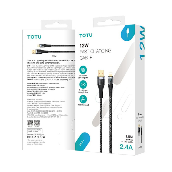 TOTU 33W PD USB-C till Lightning Nylonkabel - 1.5m