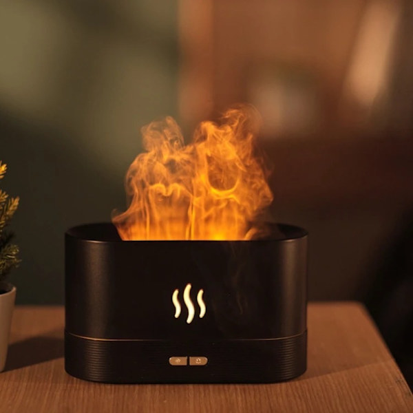 Flammande Aroma Diffuser med Visuella Eldslågor Vit