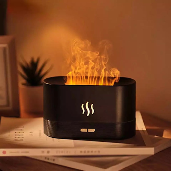 Flammande Aroma Diffuser med Visuella Eldslågor Vit