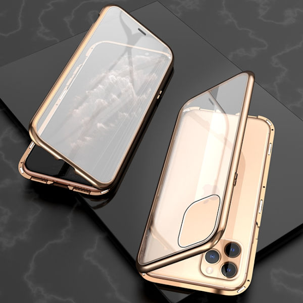 iPhone 11 Pro Max Skal Magnetiskt i Härdat glas Guld