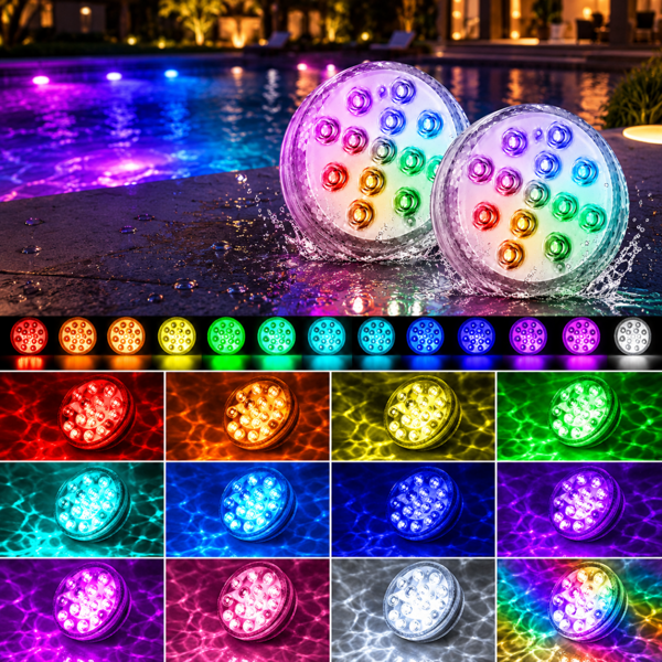 Vattentät LED Poolbelysning med Fjärrkontroll 2-Pack