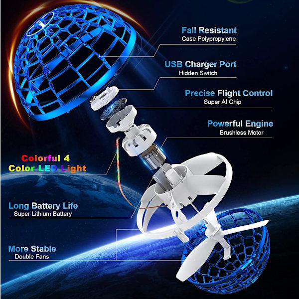 FlyNova Pro Magic Mini Boll Drönare i LED