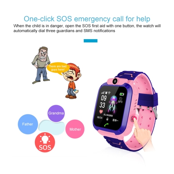 Vattentät Smartklocka för Barn med GPS Rosa