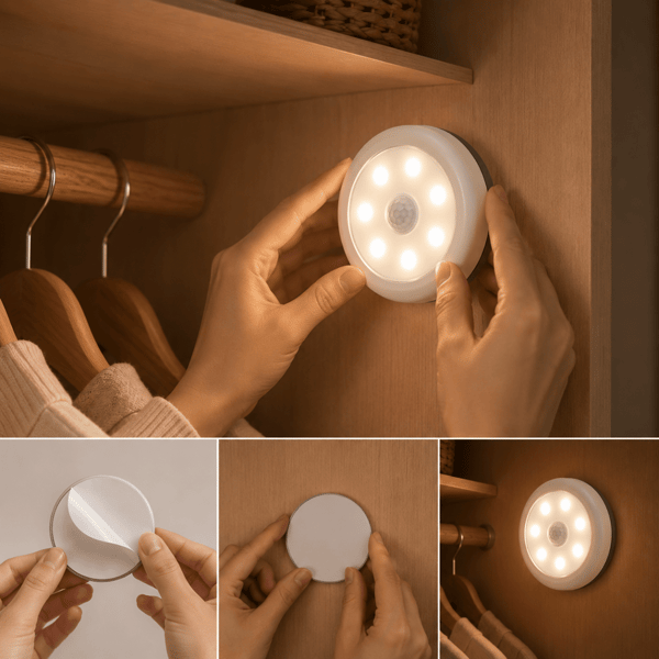Trådlös LED Spotlight med Rörelsesensor – Batteridriven Garderob 1-Pack