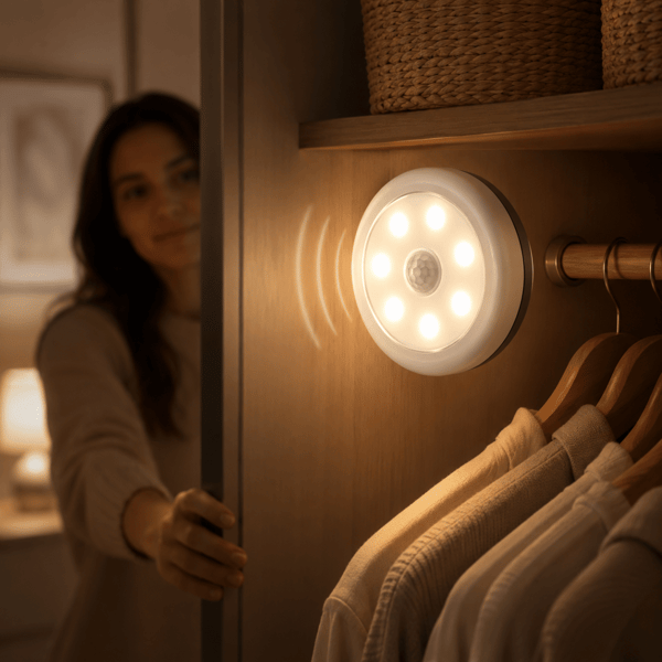 Trådlös LED Spotlight med Rörelsesensor – Batteridriven Garderob 4-Pack – Bäst värde