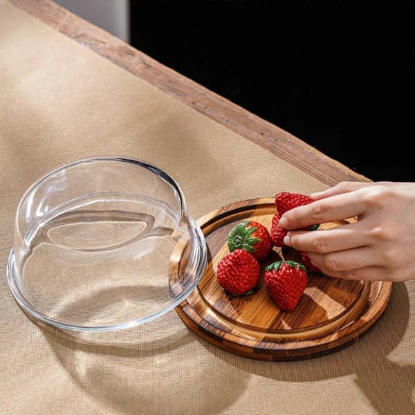 Smørfat med glasslokk, solid, multifunksjonell for benkeplate, kakebutikk, kaffebar Clear 14.2cmx14.2cmx6.5cm