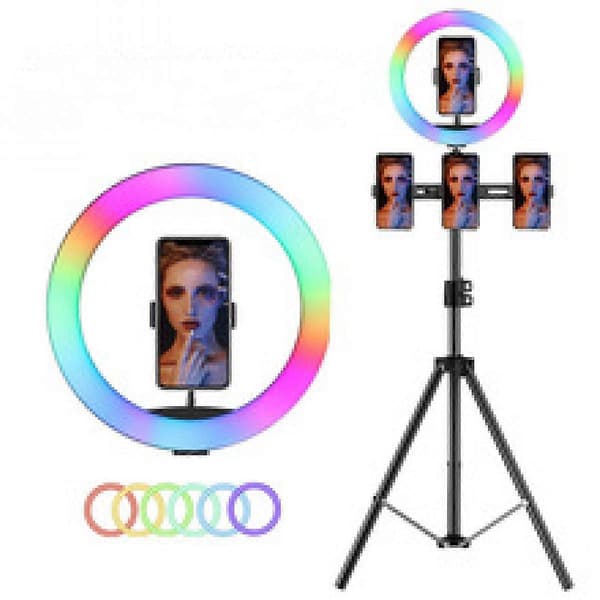 Selfie Ring Light Stativ, dimbar Skrivbords Led RGB Lampa Kamera Ringlight