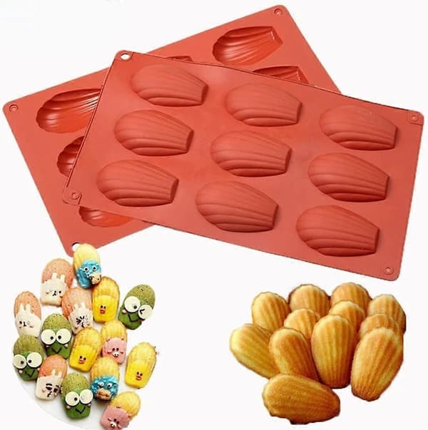 2 stk. Madeleine Bakeform, Silikon Madeleine Bakeform, Non-Stick Madeleine Bakeform, Silikon Kakeform, Baking/Kjeks/Moussekake Mo