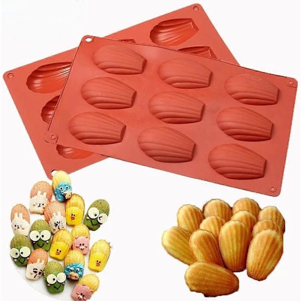 2 Stykker Madeleine Bageform, Silikone Madeleine Bageform, Non-Stick Madeleine Bageform, Silikone Kageform, Bage-/Kiks-/Moussekageform