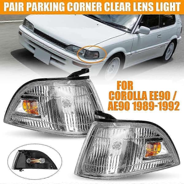1 par bil front hjørnelygte blinklys lampe til Corolla EE90 AE90 1989 1990 1991 1992 White