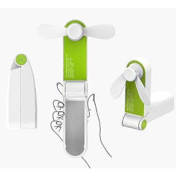 Vihreä Mini kannettava taskutuuletin, pöytätuuletin, USB:llä, ladattava, kotiin tai matkalle, 2 nopeutta, vaaleanpunainen, pieni kannettava tuuletin
