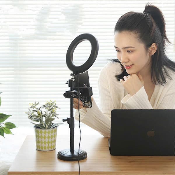 26CM Teleskopisk LED Ringlampe til Skrivebord