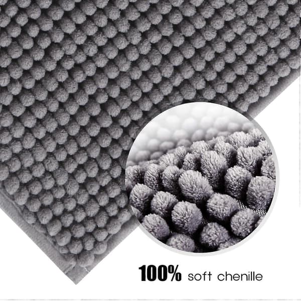 Absorberande badrumsmatta 80cm x 50cm Chenille Mikrofiber Badrumsmatta Grå