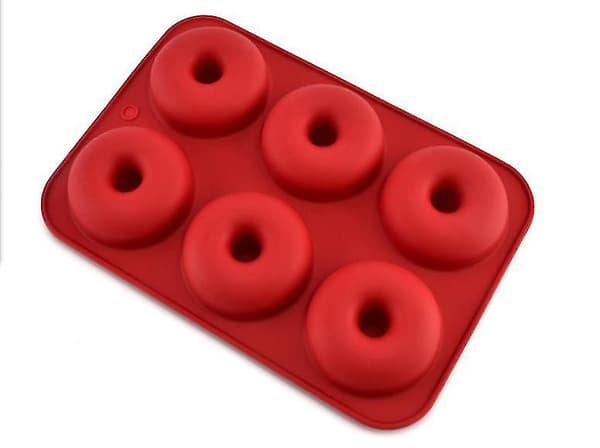 Rød Silikone Donutform Til 6 Donuts/Bagels I Fuld Størrelse Og Mere X7444