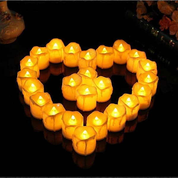 LED Flammeløse Lys med Timer, Batterier, [24 stk/Varm Hvit, 3,6*4,3cm]