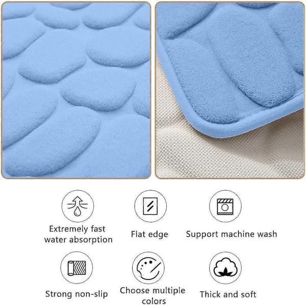 Absorberende skridsikker bademåtte memory foam badeværelsesmåtte brusebad massage måtte vaskbart gulv