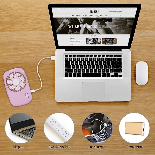 Handhållen Fläkt Mini Fläkt Kraftfull Liten Personlig Hastighet Justerbar USB Uppladdningsbar CoolingPink