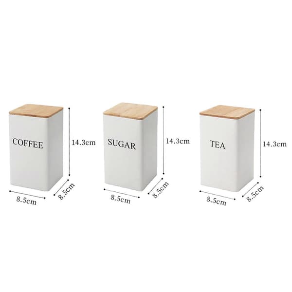 3 Stk. Kaffe Te Sukker Beholdere Moderne Køkkenbeholdere til Bordplade White 3pcs Jars Optional