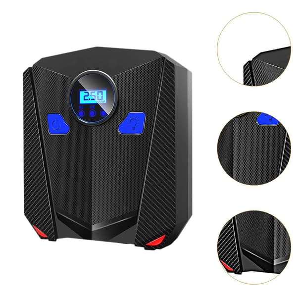 Bærbar dækpumpe med lampe, trykmåler, bold 12V bil luftkompressor, pointer mekanisk Digital Display 19.8cmx16.4cmx8cm
