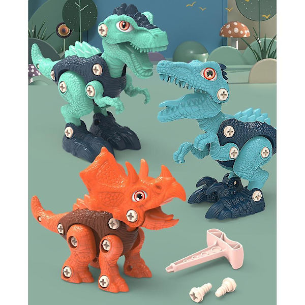 4x DIY Monterings Dinosaurieleksak DIY Monteringsbyggsats för Barn Ålder 6+
