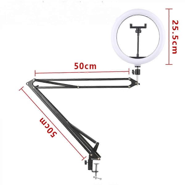 50CM Teleskopisk LED-ringlampa för skrivbord