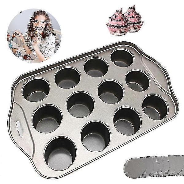 12 Mini Kakformar Cheesecake Kopp Non-Stick Muffin Cupcake Bakplåt