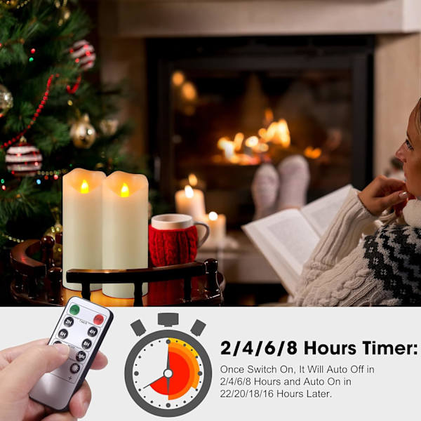 12 stk. LED-lys med timer, flimrende lys for bryllup og date-dekorasjon blå