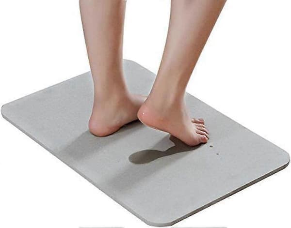 Badrumsmatta i kiselgur Halkfri duschmatta för badrum 60 x 39 x 0,9 cm (Grå)