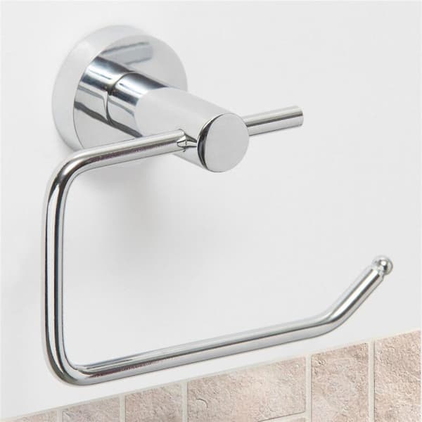 Krompoleret toiletpapirholder i rustfrit stål, krog, vægmonteret papirholder (sølv)