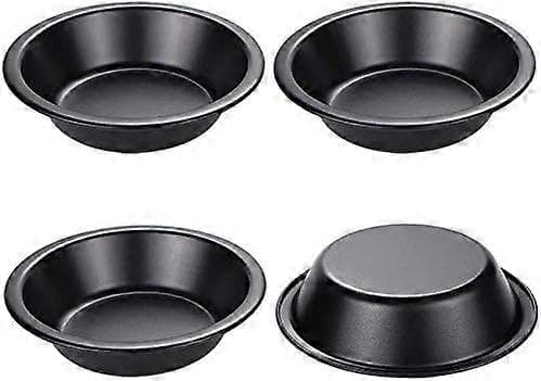 Set med 4 Mini Quicheformar Diameter 12 cm Non-Stick Beläggning Rund Quiche Bakform Svart