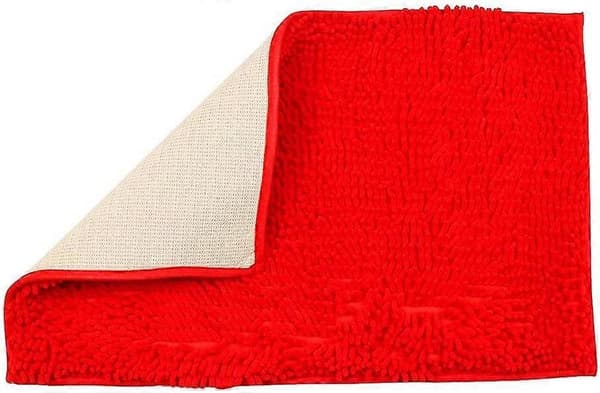 Baderomsmatte - Sklisikker matte - Striper - Absorberende - Rød - 60 x 90 cm