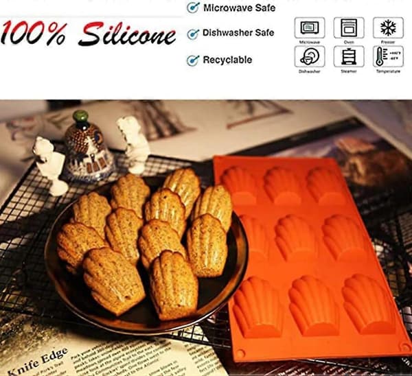 2 stk. Madeleine Bakeform, Silikon Madeleine Bakeform, Non-Stick Madeleine Bakeform, Silikon Kakeform, Baking/Kjeks/Moussekake Mo