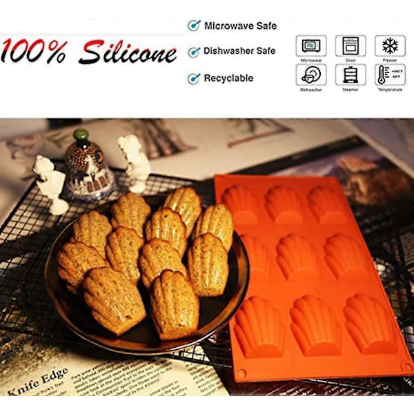 2 Stykker Madeleine Bageform, Silikone Madeleine Bageform, Non-Stick Madeleine Bageform, Silikone Kageform, Bage-/Kiks-/Moussekageform