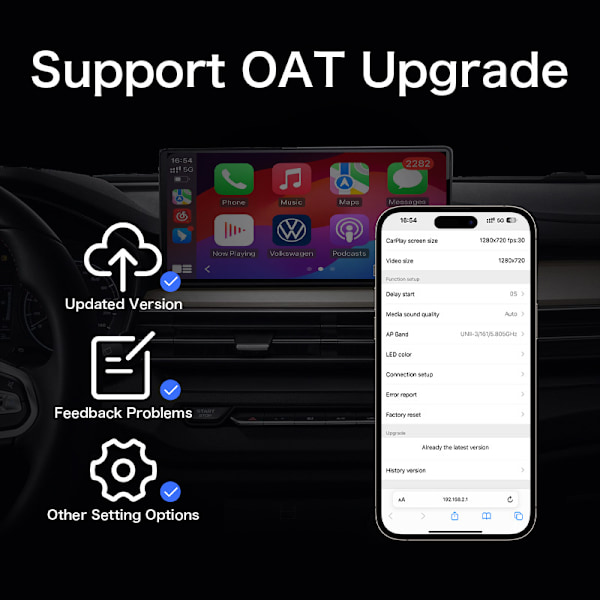 Trådløs CarPlay-adapter: USB Plug & Play Smart Box