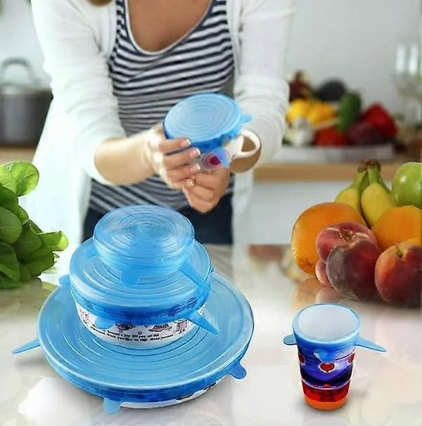 Silikonlokk For Boller Universal 6 stk Lufttett Lokk clear