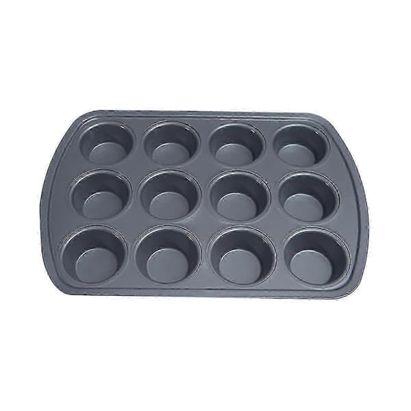 12 Håls Non-stick Rund Muffin Form Muffinplåt Kolstål Bakplåt Pudding Bakform Bisc