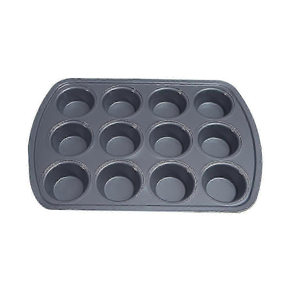 12 huller non-stick rund cupcakeform muffinform kulstofstål bageform budding bageudstyr bisc