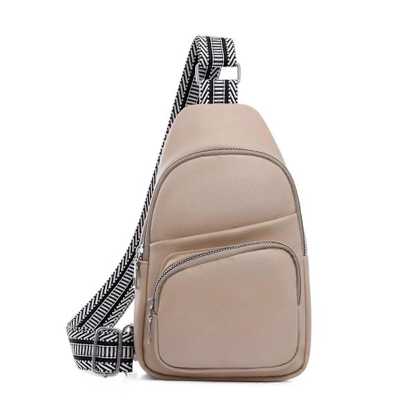 Monipuolinen vyölaukku pieni crossbody-laukku säädettävällä hihnalla tyylikäs naisten rintalaukku PU-laukku sopii päivittäisiin retkiin valkoinen Khaki