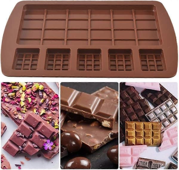 Stor og lille vaffelchokoladeform, non-stick fødevaregodkendte silikoneforme til chokolade, brun