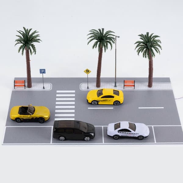Parkeringsplads Modelbil Scene Interaktiv til 1/64 Mikro Landskabsmodel Tog hvidt lys Warm light multi