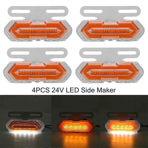4 stk. 24v LED Bil Sidemarkeringslys Blinklys Lastbil Sidelamper Egnet Til Trailer Lastbil