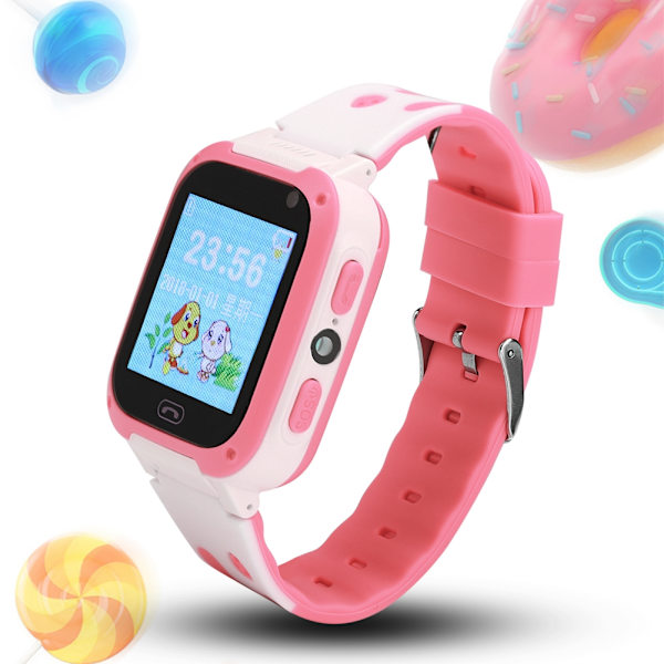 Anti-förlorad Smart Klocka Multifunktionell GPS Tracker SOS Armbandsur för Barn (Rosa)