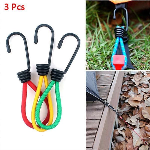 3 stk/parti Telt Elastisk Snor Spenne Utendørs Camping Telt Elastisk Snor Spenne Høy Elastisitet Faste Stropper Camping Telt Tilbehør