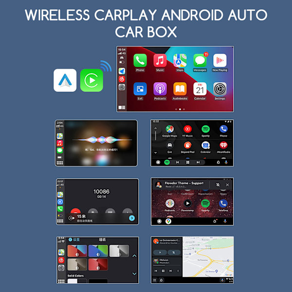 Trådløs CarPlay & Android Auto Adapter – 2-i-1 Trådløs Adapter for iPhone & Android – Rask & Stabil Tilkobling for Sømløs Bilintegrasjon E