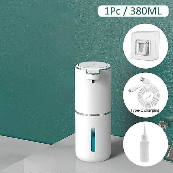 380 ml valkoinen automaattinen vaahtosaippua-annostelija, älykäs vaahtokone, infrapuna induktiivinen nestesaippua-annostelijapumppu, käsien desinfiointiaine 1PC White Type A