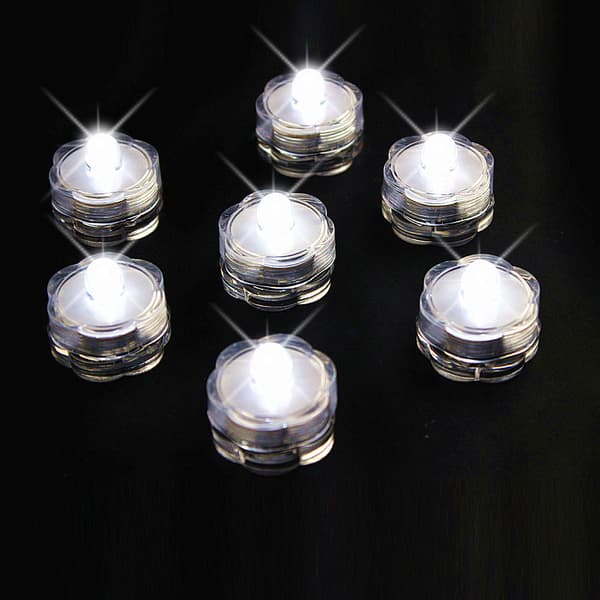 Superstarka LED Floral Tea Light Nedsänkbara Lampor för Fest Bröllop Blomformad vitt ljus